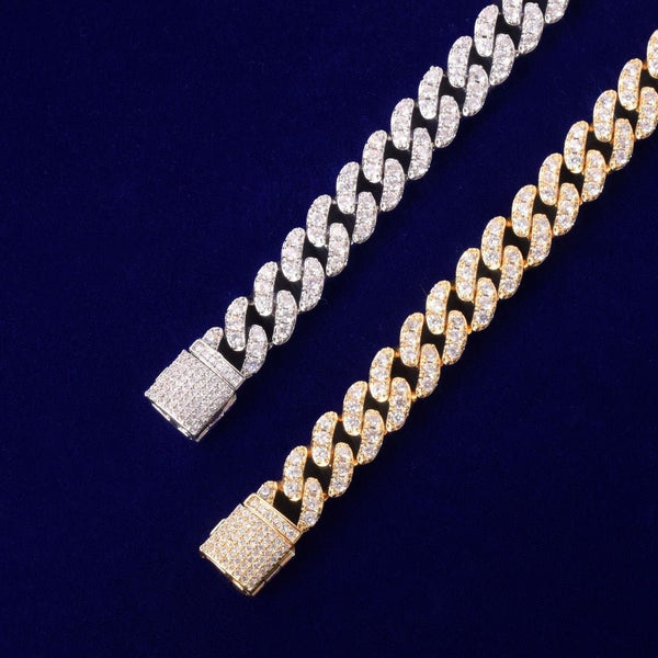 10mm Gold Color Miami Cuban Link Bracelet Bling Women Jewelry AAAA Zircon Charm Hip Hop Chain - Vimost Shop