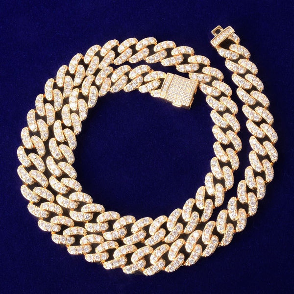 10mm Gold Miami Cuban Link Necklace Bling AAAA Zircon Charm Men's Hip Hop Chain Women Jewelry - Vimost Shop