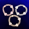 10mm Miami Cuban Link Bracelet With Heart Gold Color Plated Women Jewelry AAAA Zircon Men Hip Hop Chain - Vimost Shop