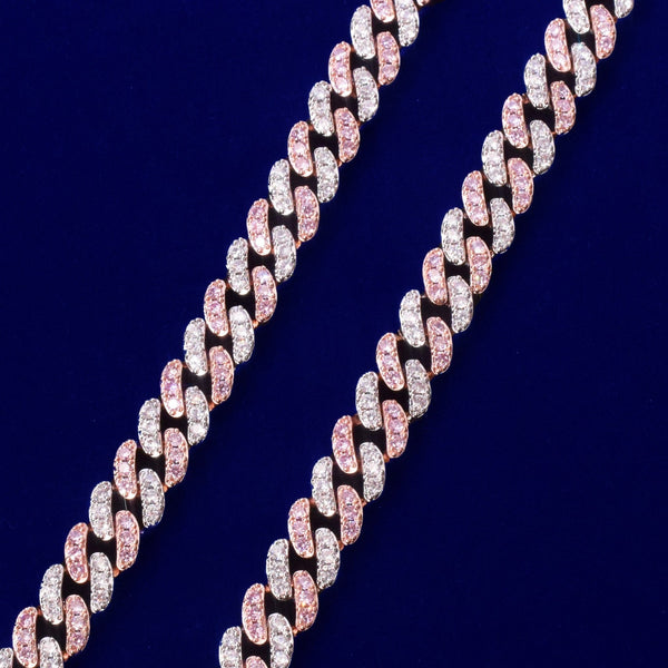 10mm Pink Miami Cuban Link Bracelet Bling Women Jewelry AAAA Zircon Charm Hip Hop Chain - Vimost Shop