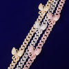 10mm Pink Miami Cuban Link Necklace With Butterfly Bling Women Jewelry AAAA Zircon Charm Hip Hop Chain - Vimost Shop