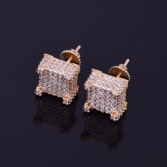 10x10mm Mens Zircon Earring Hip hop style Copper Material Iced Bling CZ Square Stud Earrings Screw-back Fashion Jewelry - Vimost Shop