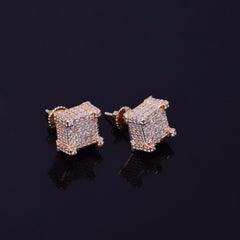 10x10mm Mens Zircon Earring Hip hop style Copper Material Iced Bling CZ Square Stud Earrings Screw-back Fashion Jewelry - Vimost Shop