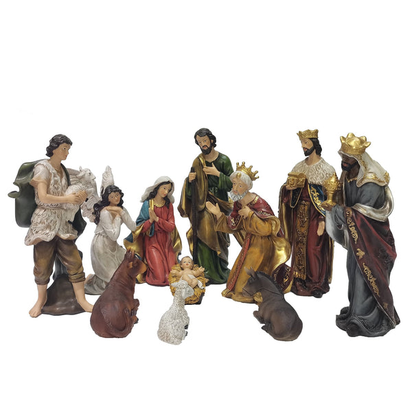 11 Piece Nativity Set 12 inch Statue Baby Jesus Manger Christmas Crib Ornament Church Xmas Gift Home Decoration - Vimost Shop