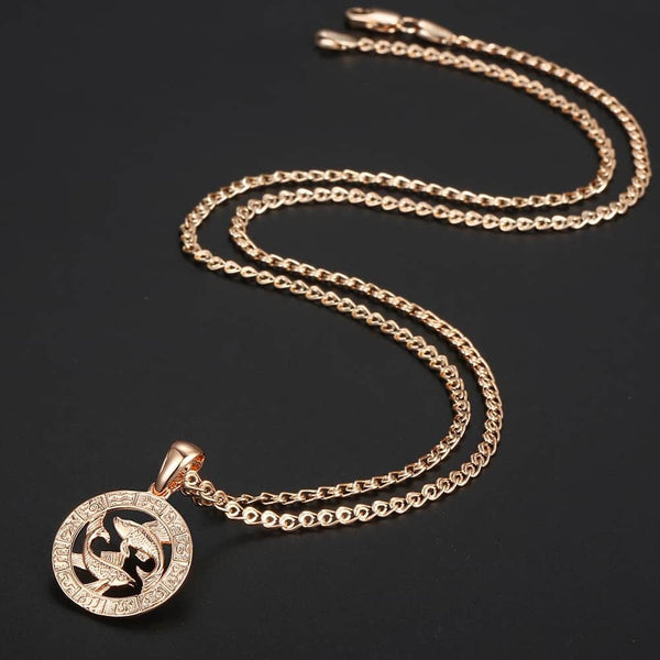 12 Zodiac Sign Constellations Pendant Necklace For Women Men 585 Rose Gold Necklace Fashion Birthday Gifts Drop Shipping - Vimost Shop