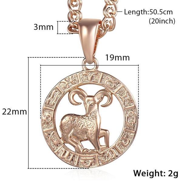 12 Zodiac Sign Constellations Pendant Necklace For Women Men 585 Rose Gold Necklace Fashion Birthday Gifts Drop Shipping - Vimost Shop