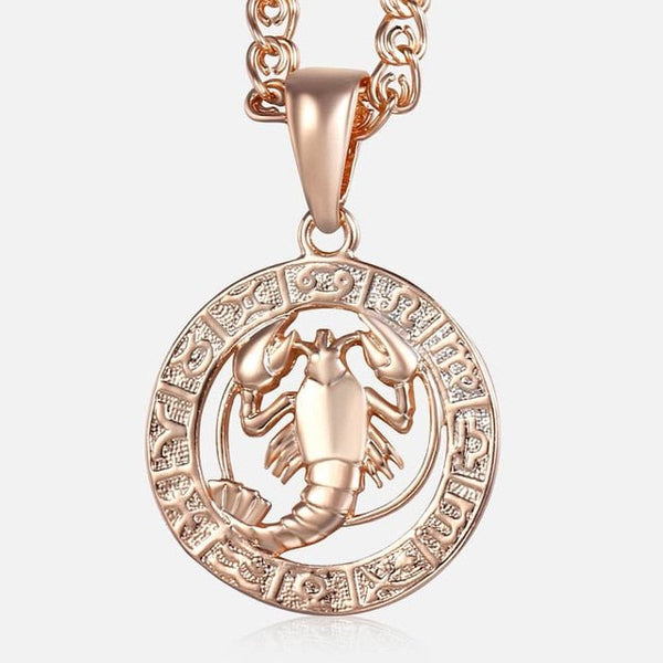 12 Zodiac Sign Constellations Pendant Necklace For Women Men 585 Rose Gold Necklace Fashion Birthday Gifts Drop Shipping - Vimost Shop