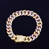 12MM Mixed Color Cuban Chain Bracelet Men's Hip hop Jewelry Iced Out AAA Zirconia Colorful Bracelet 7" 8" - Vimost Shop