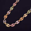 12MM Mixed Color Cubic Zircon Cuban Link Necklace Bling Men's Hip hop Jewelry 18 K Copper Iced Cuban Chain 18" For Gift - Vimost Shop