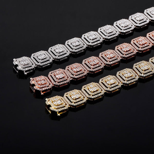 13mm Personality Iced Out Baguette Necklace Miami Cuban Chain Micro Pave Cubic Zirconia Hip Hop Jewelry For Gift - Vimost Shop