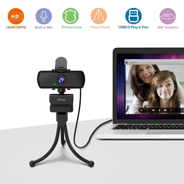 1440p Full HD PC Webcam with Microphone, tripod, for USB Desktop & Laptop,Live Streaming Webcam for Video Calling-K420 - Vimost Shop
