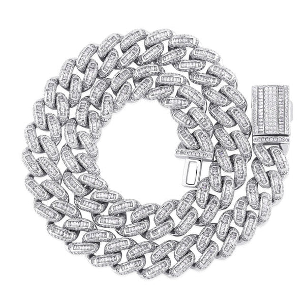 14mm 16-30 Inch Miami New Box Clasp Cuban Link Chain Charm Baguette Zircon Necklace Hip Hop Rock Jewelry For Mens - Vimost Shop