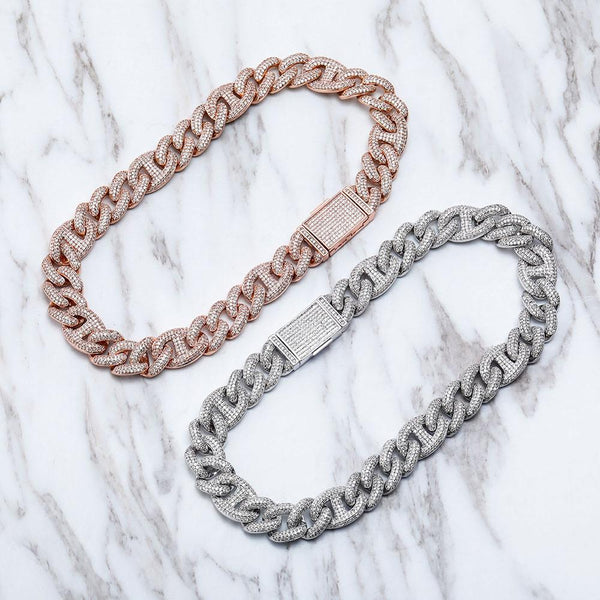 14mm Chokers Necklace Miami Box Clasp Cuban Link Chain Necklace Hip Hop Fashion Jewelry Gift For Women 14
