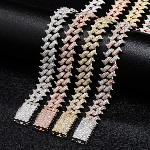 14MM Miami Big Box Clasp Cuban Link Iced Out Cubic Zircon Necklace Hip Hop Jewelry Personality For Men - Vimost Shop