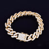 14mm Square Miami Cuban Link Bracelet Gold Color Iced Out Cubic Zirconia Rock Hip hop Style Men's Jewelry - Vimost Shop
