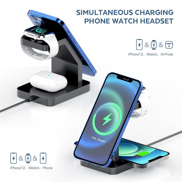 15W Qi Magnetic Wireless Charger 3 in 1 For iPhone 12 Pro Max 12Mini 12Pro Fast Charging Station for Apple Watch 5 4 Airpods Pro - Vimost Shop