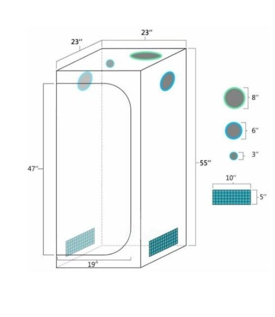 1680D 60x60x140cm Grow Tent Diamond Reflective Mylar, Indoor Hydroponics Grow Tent (24''x24''x55'') - Vimost Shop