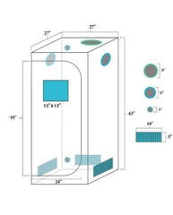 1680D 70x70x160cm Grow Tent Diamond Reflective Mylar, Indoor Hydroponics Grow Tent (27''x27''x63'') - Vimost Shop