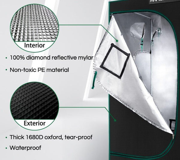1680D 70x70x160cm Grow Tent Diamond Reflective Mylar, Indoor Hydroponics Grow Tent (27''x27''x63'') - Vimost Shop