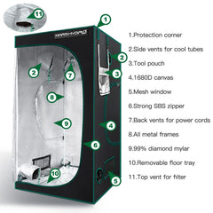 1680D Hydroponics 120x120x200cm(48"x48"x78") Grow Tent Hydro System 100% Reflective Mylar Grow Tent/Box for Plants - Vimost Shop