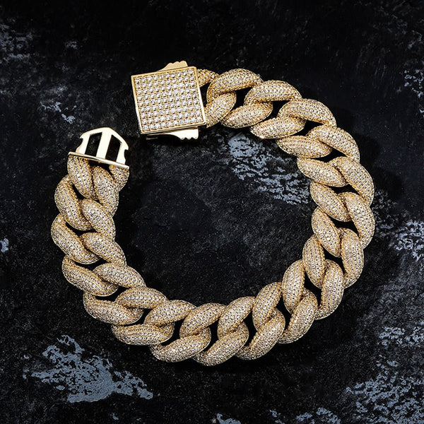 18mm Luxury Mens Miami Cuban Chain Bracelet New Spring Clasp Iced Micro Pave Cubic Zirconia Hip Hop Jewelry Gift - Vimost Shop