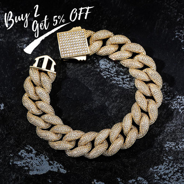 18mm Luxury Mens Miami Cuban Chain Bracelet New Spring Clasp Iced Micro Pave Cubic Zirconia Hip Hop Jewelry Gift - Vimost Shop