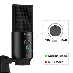 192KHz/24bit USB&Type-C Microphone with Mute Button Gain Control Condenser PC MIC for Cardioid Studio Recording - Vimost Shop