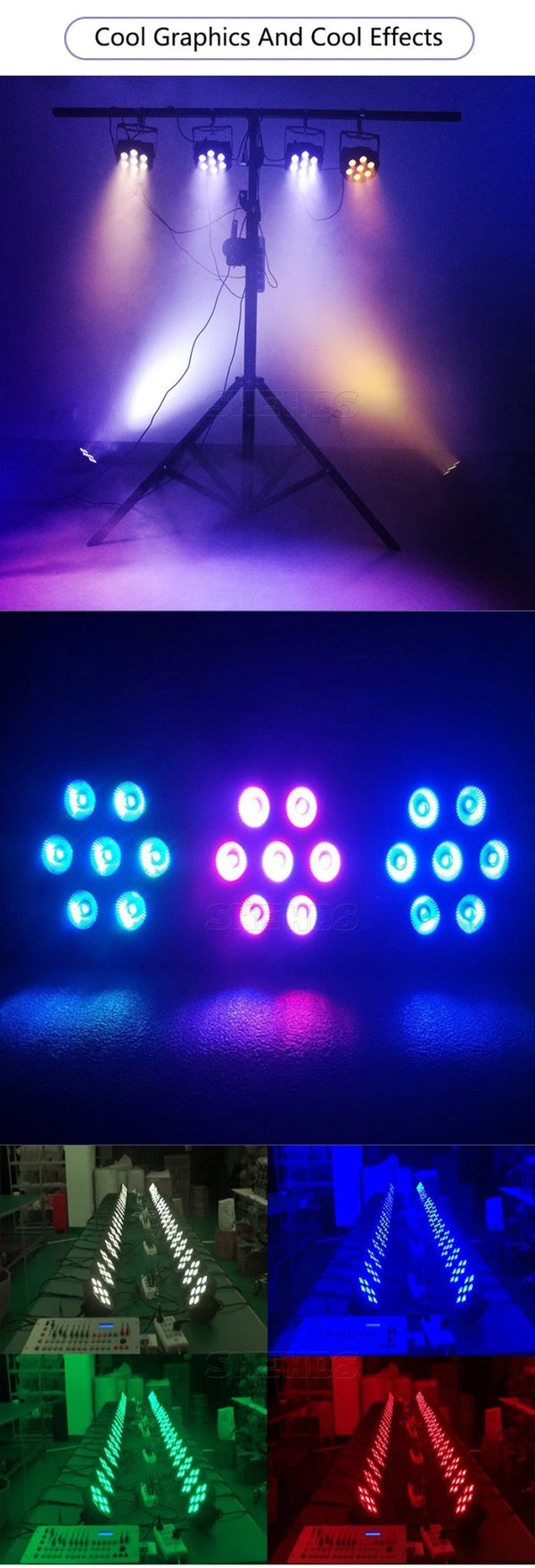 1PCS LED 7x18W RGBWA+UV Par Light with DMX512 6in1 Stage Light Wash Effect DJ Disco 7x12W 54x3W 12x3W Mini Led Spotlighting 10W - Vimost Shop