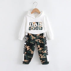 2 3 4 5 6 Year Girls Spring Fall Suits Long Sleeve Hooded Sweatshirt Camouflage Pant Two Piece Set for Boy Toddler Kids Costume