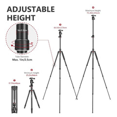 2-in-1 Camera Tripod Monopod with 360 Degree Rotatable Center Column and Ball Head QR Plate - 65 inches Aluminium Alloy - Vimost Shop