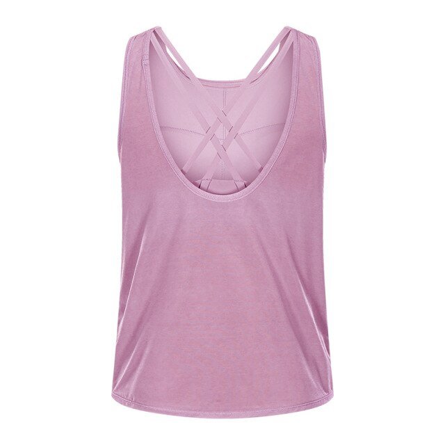 2 in 1 Loose U-back Workout Gym Tank Tops with Built in Bras Women Sweat Proof Lightweight Fitness Yoga Training Vest - Vimost Shop