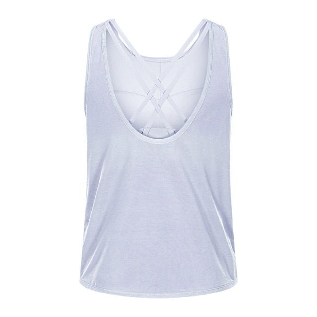 2 in 1 Loose U-back Workout Gym Tank Tops with Built in Bras Women Sweat Proof Lightweight Fitness Yoga Training Vest - Vimost Shop