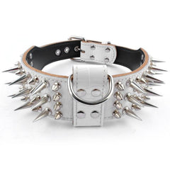 2 inch Wide Genuine Leather Dog Collar Spiked Studded Dog Collar for Medium Large X-Large Pitbull Rottweiler Dogs Cool Spikes - Vimost Shop