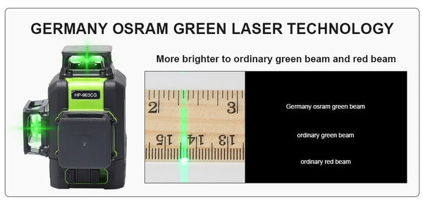 2 Lines 3D Cross Line Laser Level Green Laser Beam Line Self-Leveling 360 Vertical & Horizontal Cross Super Powerful - Vimost Shop