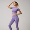 2 PCS Set Seamless Yoga Set Women Workout Gym Clothes Fitness Short Sleeve Crop Top Shirt High Waist Leggings Pants Sports Suits - Vimost Shop