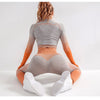 2 piece long sleeve workout set women yoga clothes strength active wear - Vimost Shop