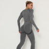 2 Piece Outfits Yoga Activewear Set Long Sleeve Crop Top High Waist Yoga Pants Sports Shirt Workout Leggings Suit Gym Clothing - Vimost Shop
