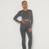 2 Piece Outfits Yoga Activewear Set Long Sleeve Crop Top High Waist Yoga Pants Sports Shirt Workout Leggings Suit Gym Clothing - Vimost Shop