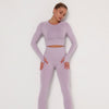 2 Piece Outfits Yoga Activewear Set Long Sleeve Crop Top High Waist Yoga Pants Sports Shirt Workout Leggings Suit Gym Clothing - Vimost Shop