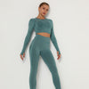 2 Piece Outfits Yoga Activewear Set Long Sleeve Crop Top High Waist Yoga Pants Sports Shirt Workout Leggings Suit Gym Clothing - Vimost Shop