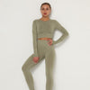2 Piece Outfits Yoga Activewear Set Long Sleeve Crop Top High Waist Yoga Pants Sports Shirt Workout Leggings Suit Gym Clothing - Vimost Shop