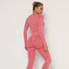2 Piece Outfits Yoga Activewear Set Long Sleeve Crop Top High Waist Yoga Pants Sports Shirt Workout Leggings Suit Gym Clothing - Vimost Shop