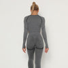 2 Piece Outfits Yoga Activewear Set Long Sleeve Crop Top High Waist Yoga Pants Sports Shirt Workout Leggings Suit Gym Clothing - Vimost Shop
