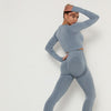 2 Piece Outfits Yoga Activewear Set Long Sleeve Crop Top High Waist Yoga Pants Sports Shirt Workout Leggings Suit Gym Clothing - Vimost Shop
