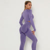 2 Piece Outfits Yoga Activewear Set Long Sleeve Crop Top High Waist Yoga Pants Sports Shirt Workout Leggings Suit Gym Clothing - Vimost Shop