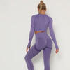 2 Piece Outfits Yoga Activewear Set Long Sleeve Crop Top High Waist Yoga Pants Sports Shirt Workout Leggings Suit Gym Clothing - Vimost Shop