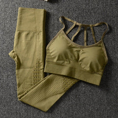 2 Piece Set Workout Clothes for Women Sports Bra and Leggings Set Sports Wear for Women Gym Clothing Athletic Yoga Set - Vimost Shop
