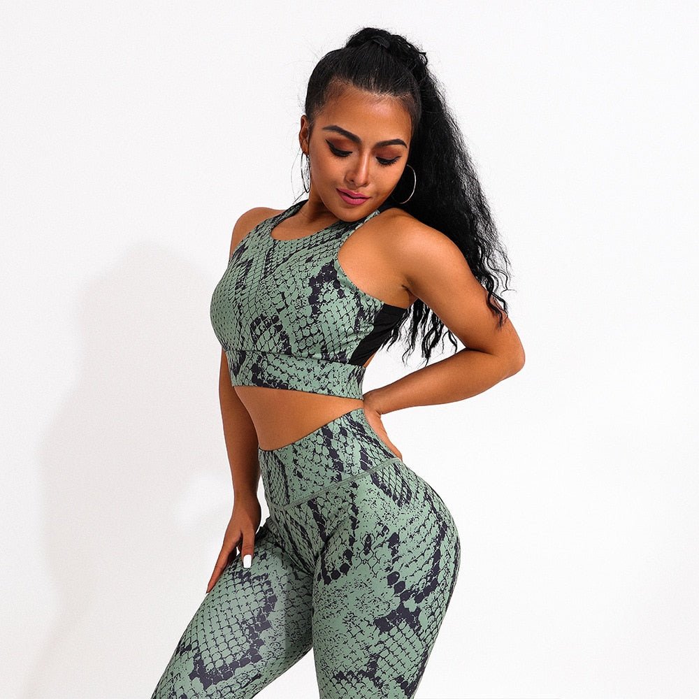2 Piece Sexy Snake Print Yoga Set Women Workout Gym Bras Sport Fitness Leggings Ropa Deportivas Mujer Running Ladies Suit - Vimost Shop