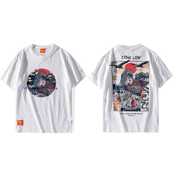 Harajuku T Shirt Men Hip Hop T-Shirt Stone Lion Chinese Streetwear Summer Tshirts Short Sleeve Cotton Tops Tees Hipster New | Vimost Shop.