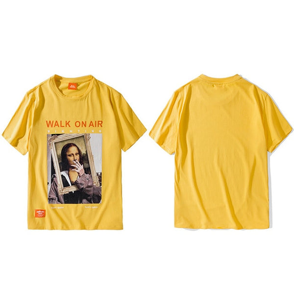 Men Hip Hop T Shirt Funny Smoking Mona Lisa T-Shirt Streetwear Summer Tshirts Short Sleeve Cotton Tops Tees Street Wear | Vimost Shop.